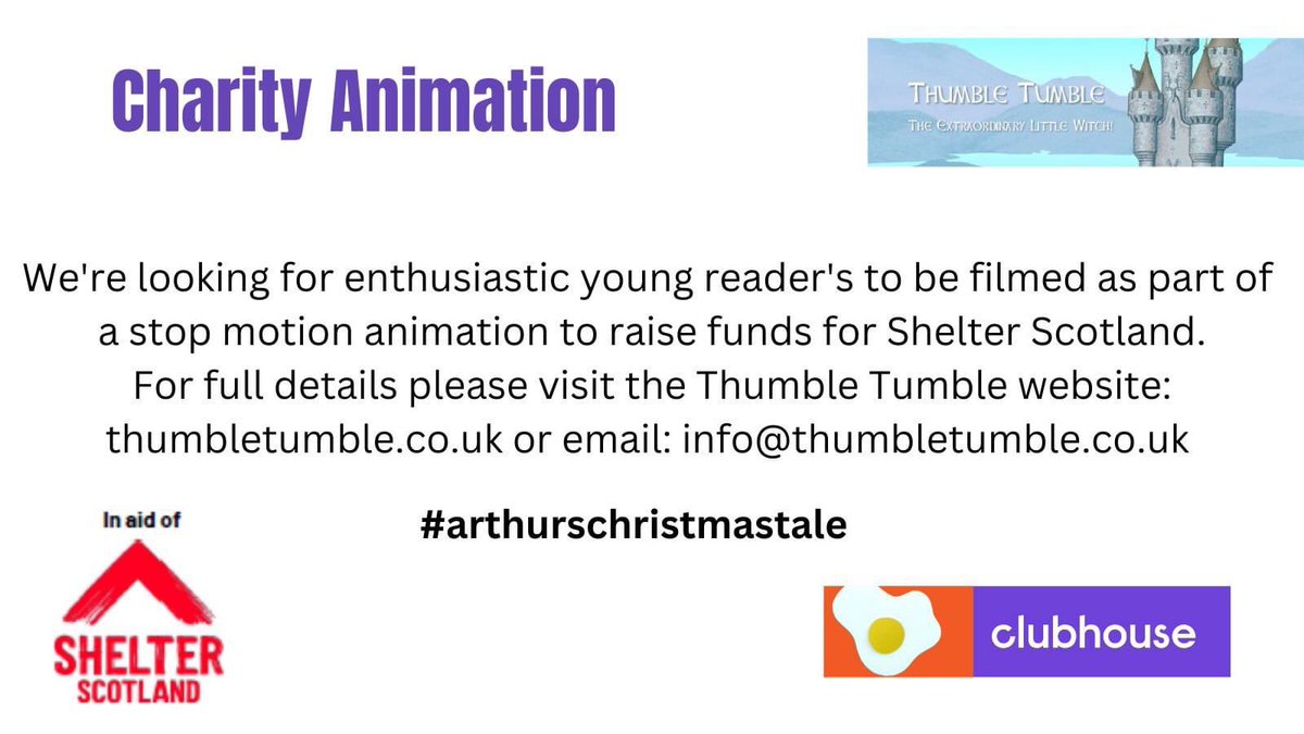 Pls R/T Calling all GCC primary schools. We are looking for enthusiastic young readers to be part of an animation to help raise awareness on the plight of homeless children &amp; families in collaboration with <a href="/shelterscotland/">Shelter Scotland</a> For info pls DM or email info@thumbletumble.co.uk