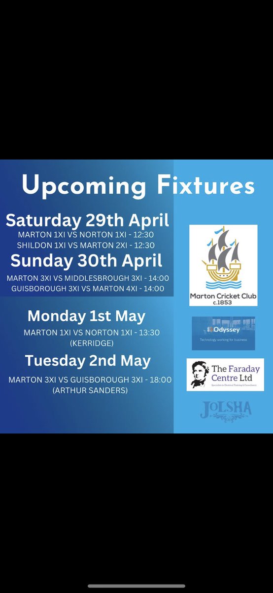 🏏Fixtures for the weekend ahead 🏏