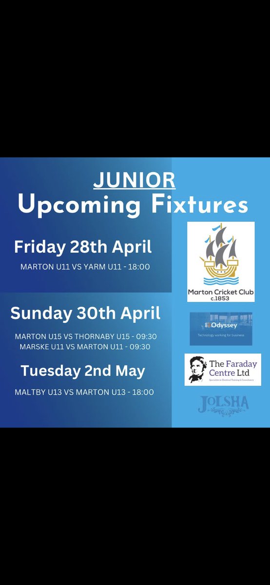 🏏Upcoming juniors fixtures🏏