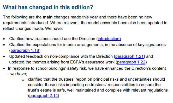 AcademyHelpdesk's tweet photo. Academies Accounts Direction 22/23 released! Always an important day in the annual cycle of academy trust financial reporting. Better still, there have been no new requirements introduced! Clarifications set out below: https://t.co/Tf3GFeXgnt