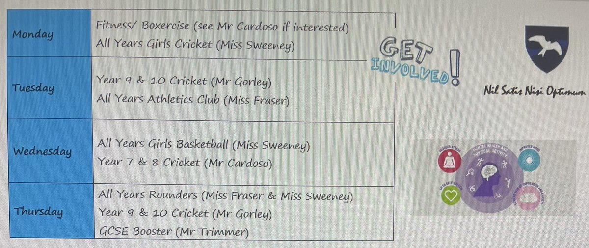 After three successful nights of indoor athletics, our PE clubs restart Tuesday 2nd May. Speak to the PE department for more information. #getinvolved