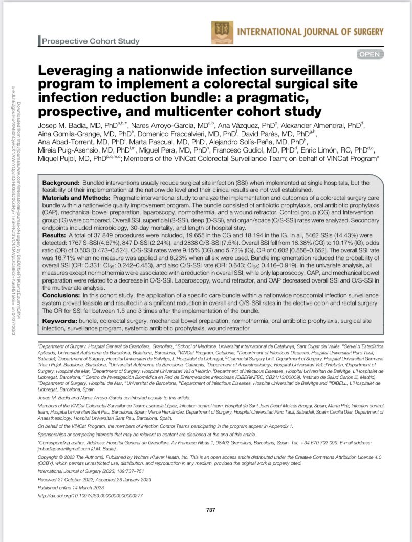 GrupVincat's tweet photo. Significativa reducció del risc d’infecció utilizant el bundle de prevenció d’ILQ Colorectal del VINCat. 
https://t.co/BnsdIx21zf https://t.co/anNsYk5BCA