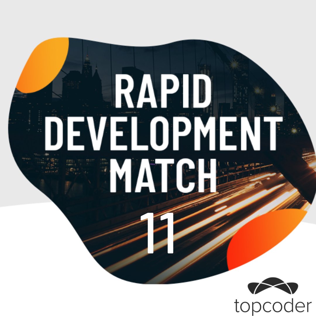 Topcoder's tweet image. Our Eleventh Rapid Development Match is happening this Friday, April 28th! You can register for the match up until the day of. Interested in participating? You can register at topcoder.com/challenges/28c…. #RapidDevelopment #SoftwareDevelopment #Topcoder #Freelancers