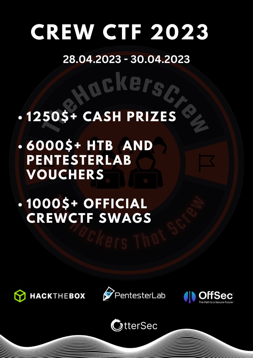 REGISTRATIONS ARE OPEN AT crewc.tf 
Come join us on discord : discord.gg/9DHeBBbHrQ