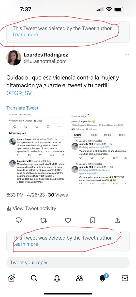 lulashotmailcom's tweet photo. Ya borró los tweets muy machito insultando mujeres 🤣🤣🤣 @FGR_SV https://t.co/5kB2XqPwJn