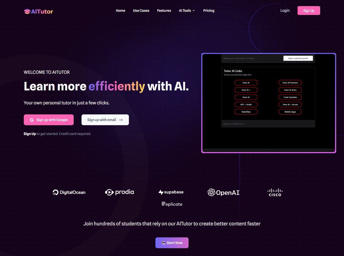 🎉 Exciting news! We're launching @myaitutor, powered by the genius of GPT-4 from @OpenAI & Claude using @LangChainAI and @vercel Building this AI tutor was a thrill ride of tech & creativity. Education just got its 'back to the future' moment! #EdTechRevolution  🚀DM for DEMO