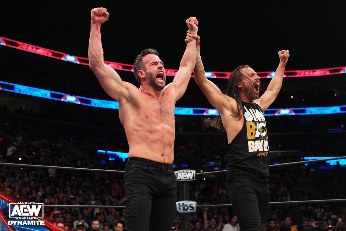 AEW's tweet photo. .@roderickstrong comes to the aid of @AdamColePro! | #AEWDynamite 4/26/23
▶️ https://t.co/u7i5uDElOK https://t.co/G5pUWz5GuS