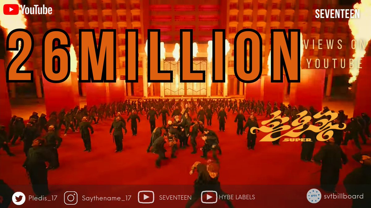 svtbillboard's tweet photo. [#SUPER VIEWS UPDATE]

Current Views: 26,076,322 🔥

We finally reach 26M! 🤩 We are less than 2M views from our Day 3 goal! Let's pick up the pace and surpass it Carats! FIGHTING!! 🔥

▶️ https://t.co/bOst1PVEYf

#FML #손오공 #SEVENTEEN @pledis_17 https://t.co/V5gjpZY5pI