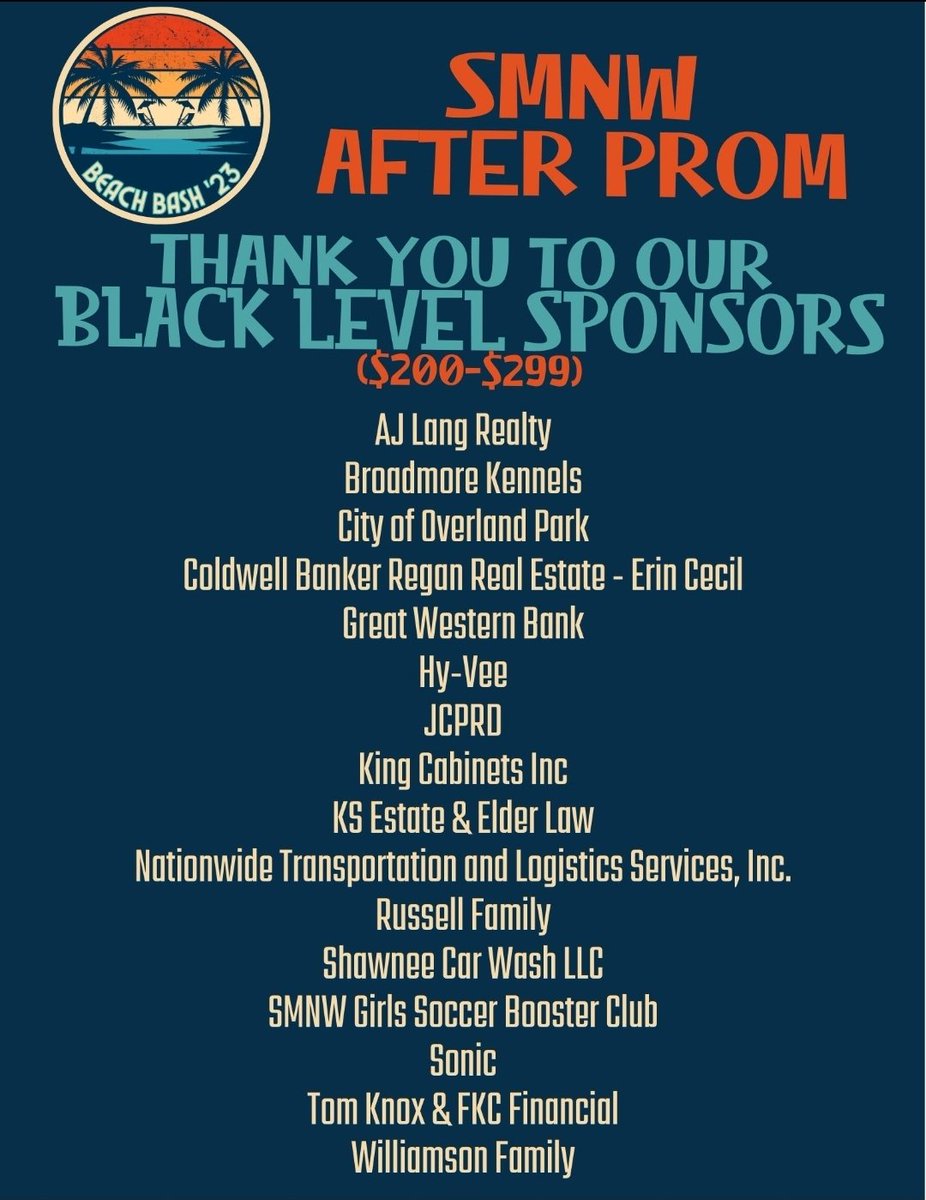 Thank you to our black-level After Prom sponsors!