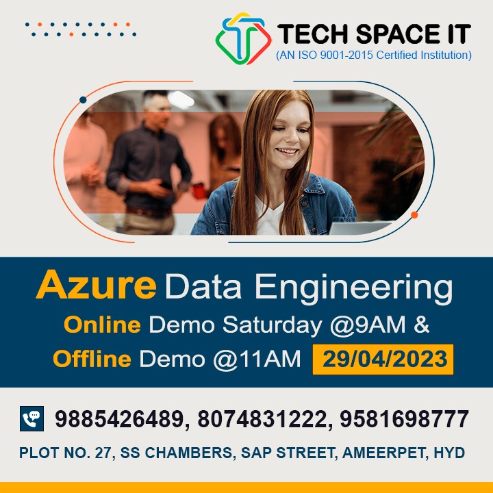 Techspaceit's tweet image. We are starting New Azure data engineering Demo Batch…!!!
Join Us Online Demo 09:00 AM @ 29/04/2023
Join Us offline Demo 11:00 AM @ 29/04/2023
Online/Offline, With 100% job #placement #Assistance.
Call/What’s App: 9885426489
techspaceit.in/contact-us/
#Azure_Data_engineering