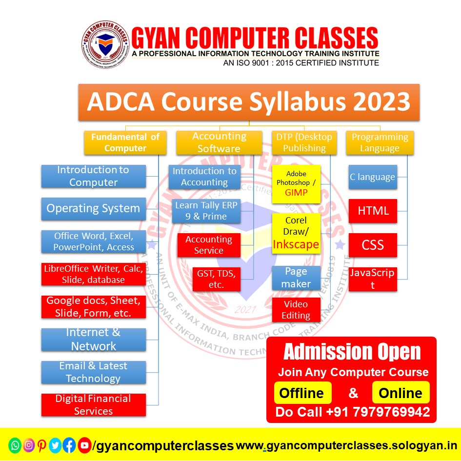 GyanComputerCla's tweet image. Start New of ADCA &amp;amp; DCA Form 01 - 05 - 2023 
For Admission Contact us - 079797 69942
#ADCA #ADCASyllabus #Syllabus #newbatch #ADCABatch #Advancediplomacourse #diopma #gyancomputerclasses #computer #computergyan #computerclass #computerfacts #biharsharif #nalanda #computercenter