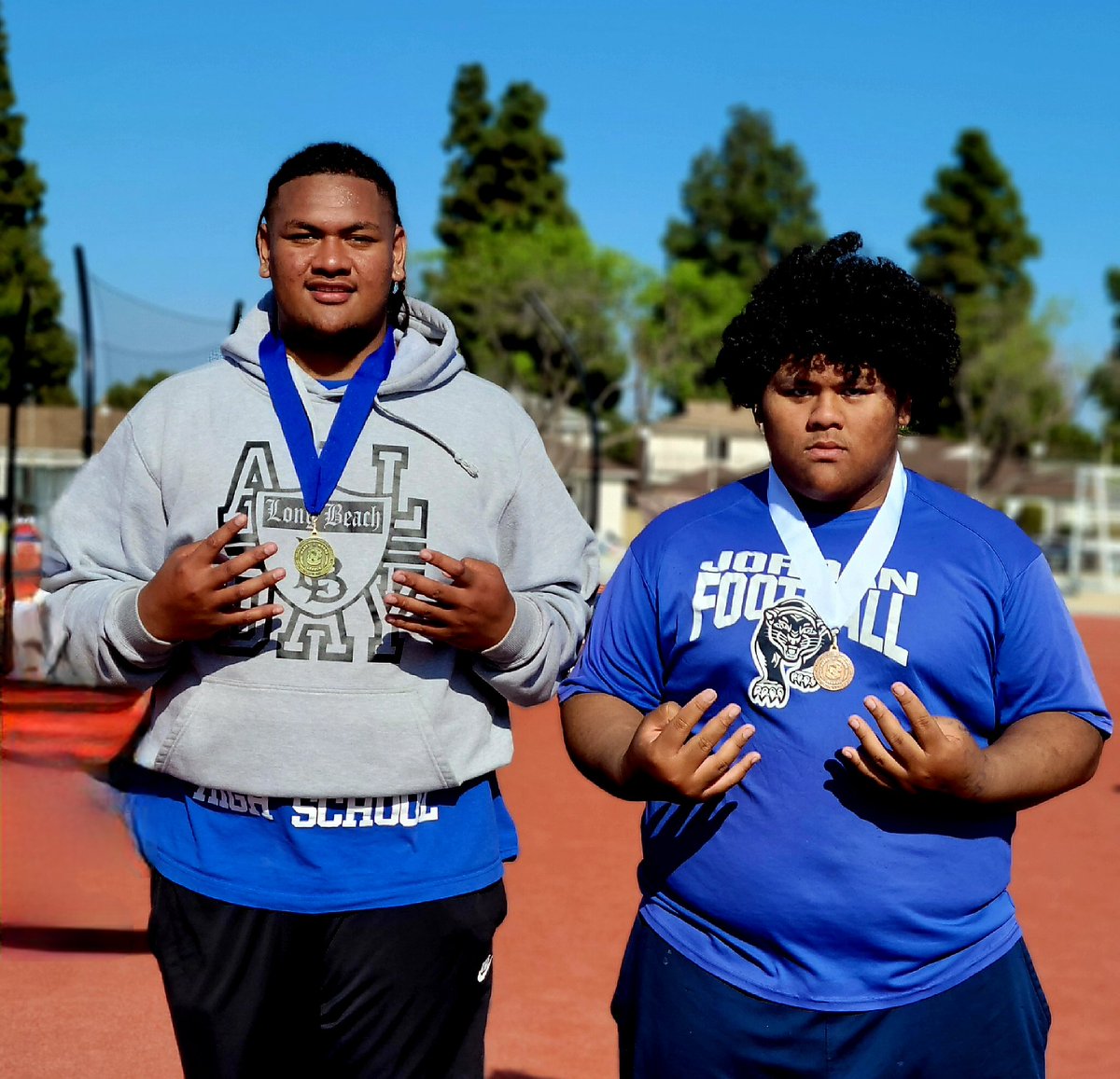 Sharaud's tweet photo. Congratulations to Chris Tafunga, our Moore League Champion in the Discus, and Israel Poyer, who placed 3rd. https://t.co/8qBgLQ2HFh