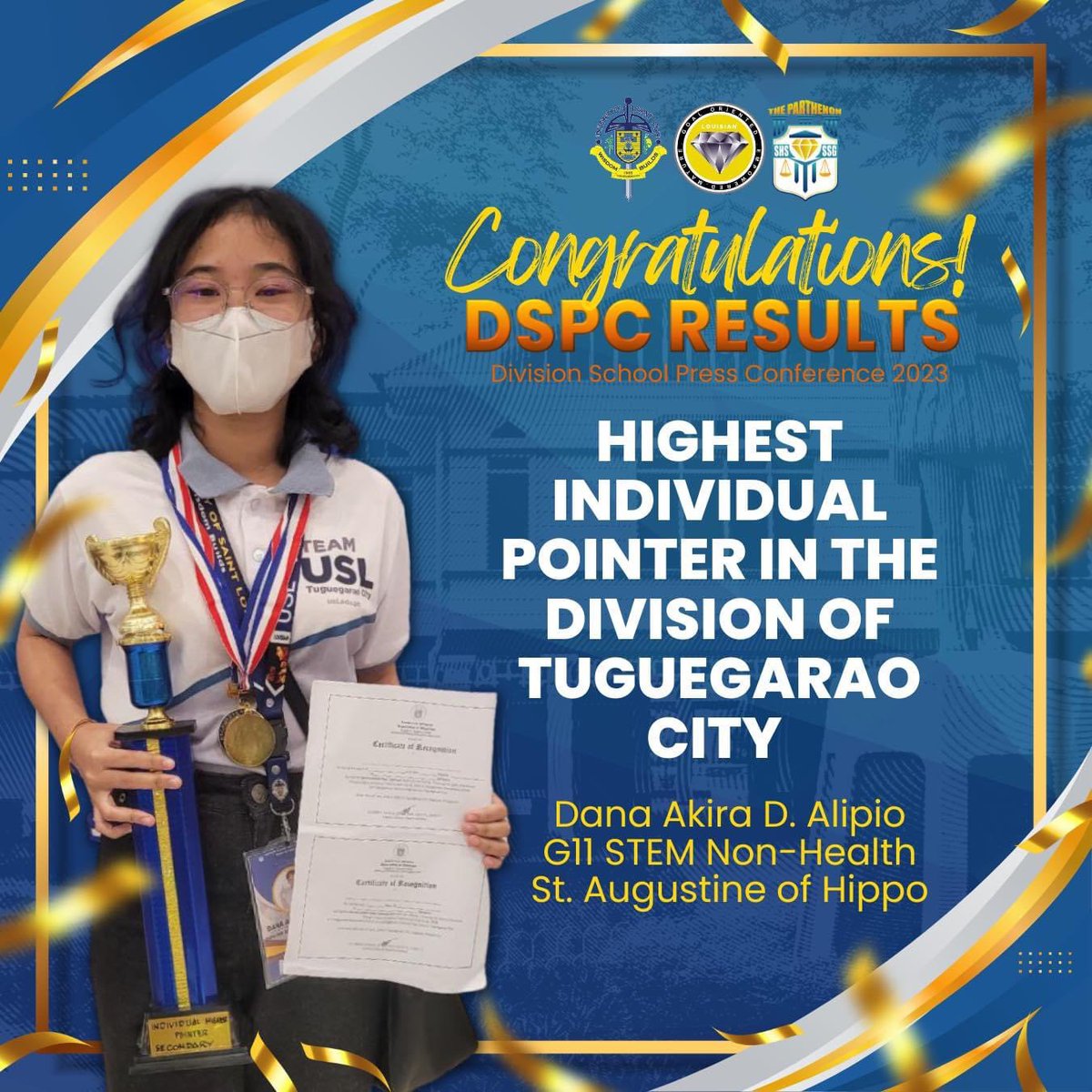 usl_seniorhigh's tweet photo. One of our Louisian GEMs who took part in the recently concluded DSPC demonstrated their unquestionable ability, potential, and expertise, as well as their bravery and will to work for their missions and the truth, hailing her as the HIGHEST INDIVIDUAL POINTER.
#GEMpowered https://t.co/KBwxzDMq5D