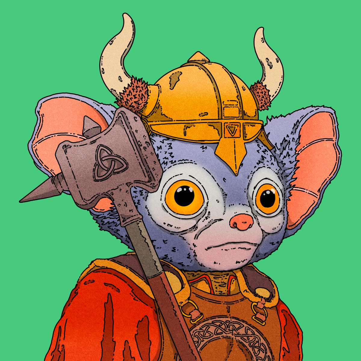 I just got this gift from <a href="/GigaDad_/">GigaDad</a> and <a href="/ZeroHerosNFT/">Zero Heros</a> fam made by one of Solana most talented artists ✅

SER TARSIER VIKING by the king lizard <a href="/Gossip_Goblin/">Gossip Goblin</a> 🦎