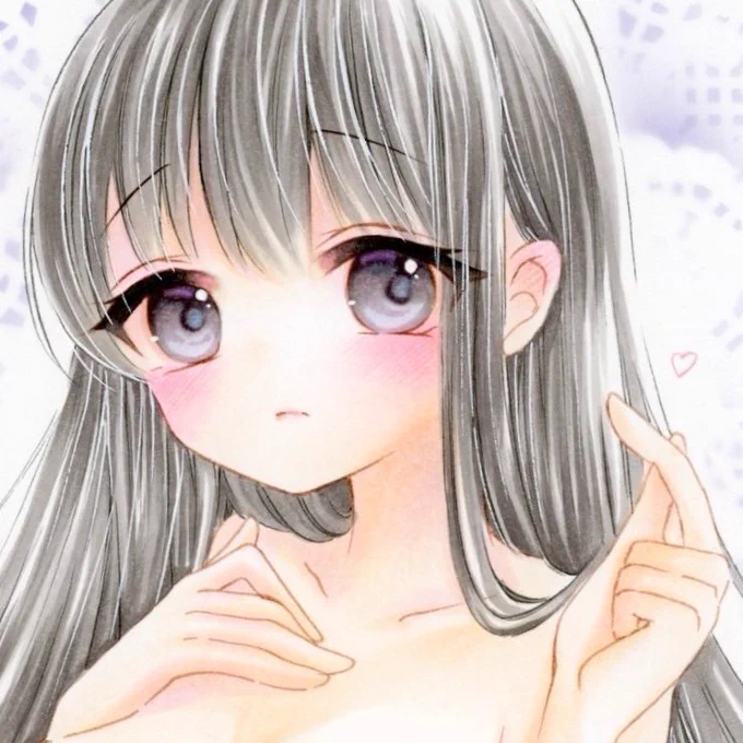 えちちなので お顔だけ(*'ω'*) 指ハート  #コピックイラスト #アナログイラスト