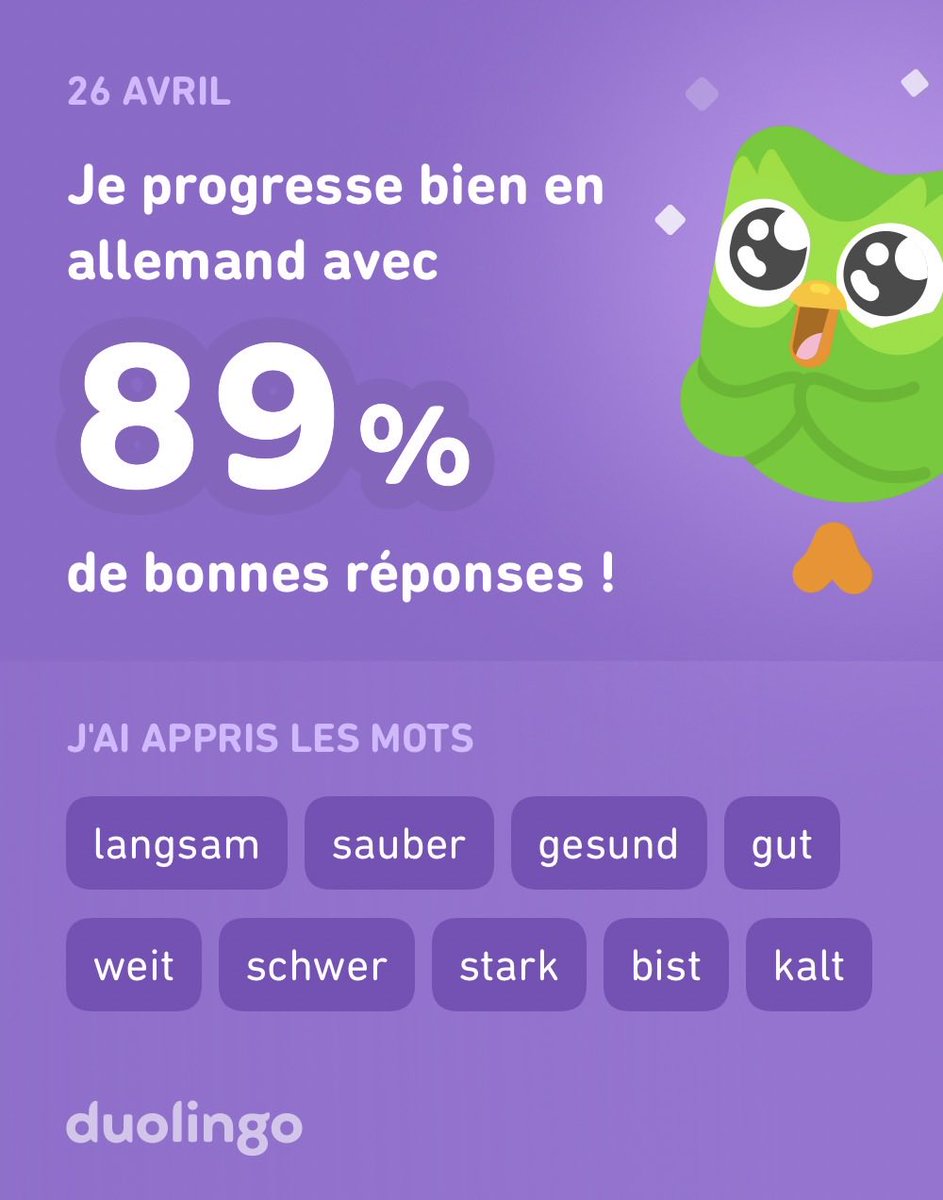 Cris1090's tweet photo. J'apprends l'allemand avec Duolingo ! C'est gratuit, fun et efficace. https://t.co/rX7GfjzDhL
