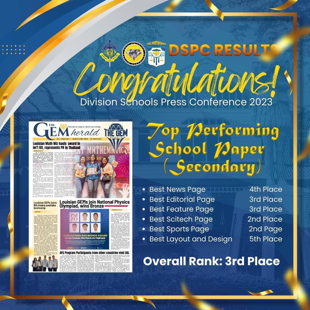 usl_seniorhigh's tweet photo. The whole GEM Community extends its warmest and heartfelt felicitations! Ipagpatuloy ang krusada ng katotohanan at malayang pamamahayag!
#GEMpowered https://t.co/SeWQUvbvMj