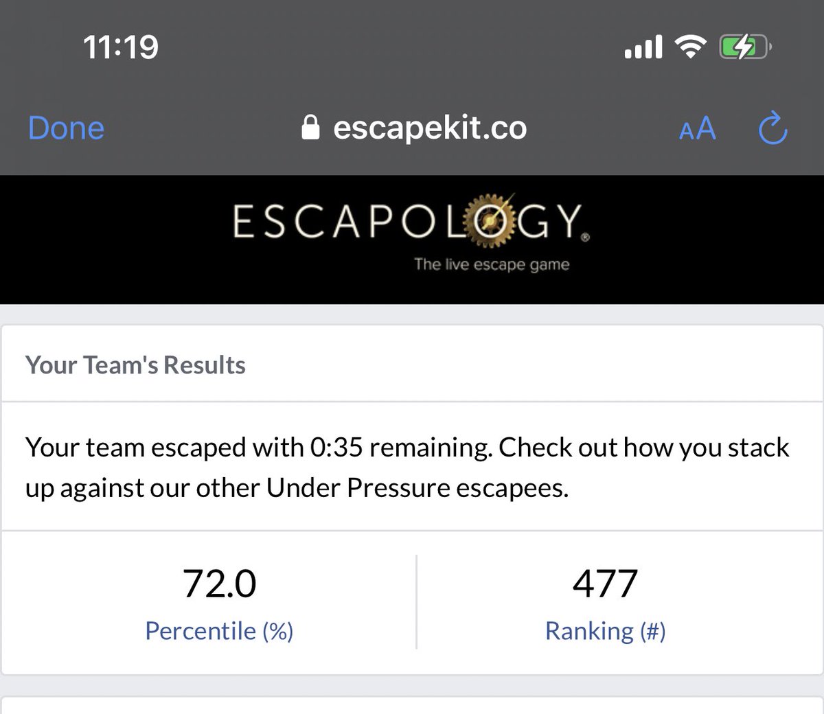 earth2kaity's tweet photo. thinking about that fact that i finally escaped a escape room and we had 35 seconds left LMAO https://t.co/fOZi8gpNIg