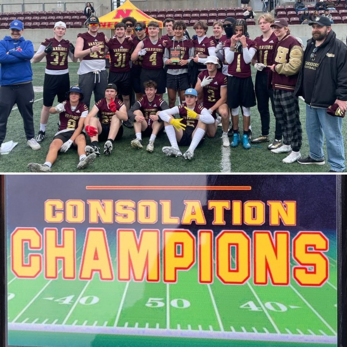 Congrats to Coach Alex Paterson &amp; his 7-on-7 team as they went 3-3 on the day &amp; took home the Consultation Championship 🏆 
More importantly the team got to play 6 games!
Thanks to Coach Brock for putting on a 1st class event!