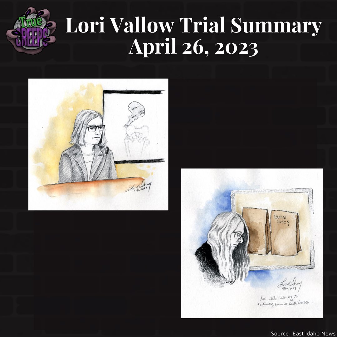 Today, in the trial against #LoriVallow, Special Agent Steve Daniels continued his testimony and we heard testimony from Dr. Garth Warren and Dr. Angi Christensen. It was a very heavy day in the courtroom.
#VallowUpdate #TrialUpdate #VallowTrial #ChadDaybell #JusticeforTyleeandJJ