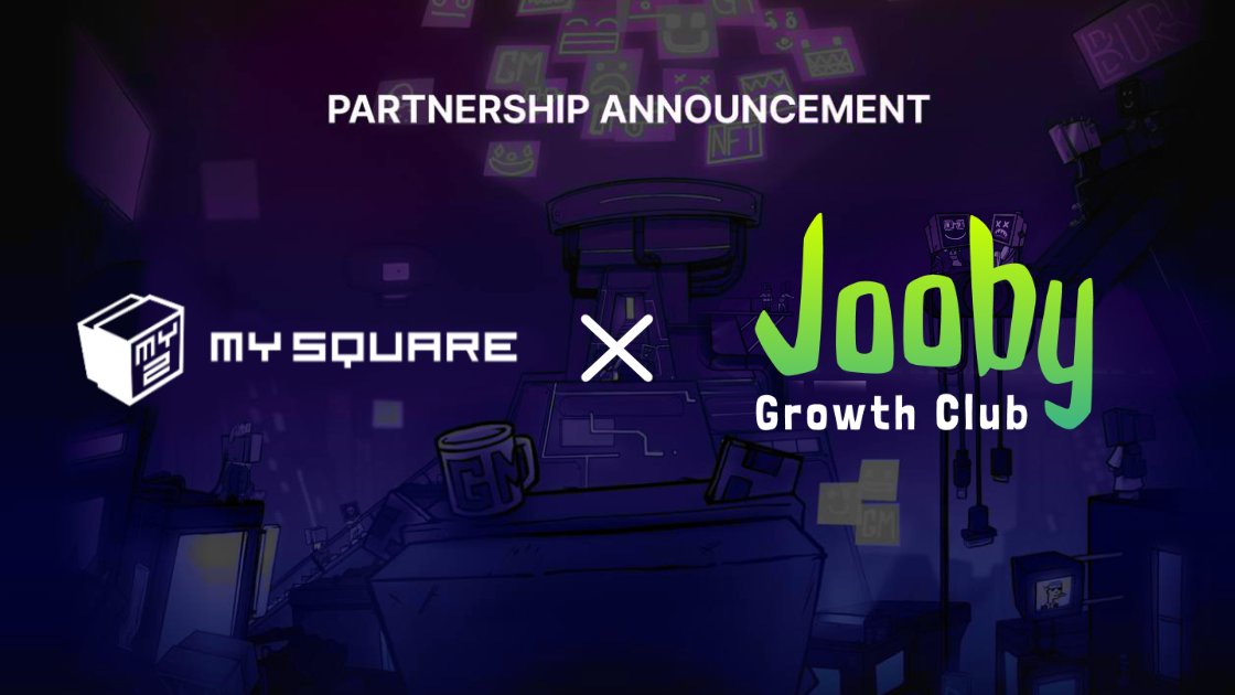 MySquare_NFT's tweet photo. Partnership Announcement 

We are pleased to announce that @MySquare_NFT and @JoobyDAO have partnered. 

Our objective is to collaborate in expanding the NFT community &amp; exchanging expertise &amp; resources.

As a gesture of goodwill, @MySquare_NFT &amp; @JoobyDAO will exchange NFTs https://t.co/9wfVpMxo0f