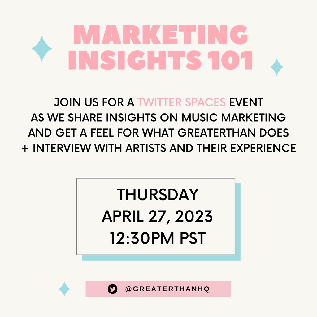 📣 Join us TOMORROW at 12:30pm PST here on Twitter Spaces for a Marketing Insights 101 event hosted by our very own Spring Twitter and Linkedin team! 🎶

#musicindustry #musicmarketing #marketingevent #industryevent