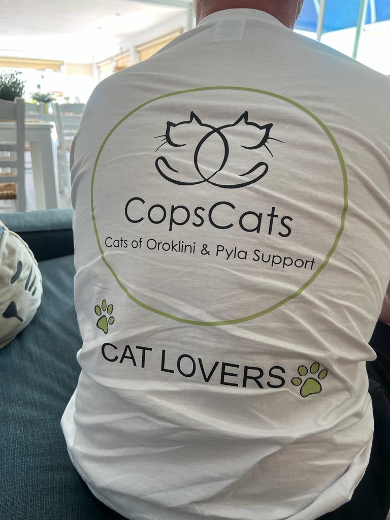 Charlie_cat000's tweet photo. Got my T Shirt it’s a cat Charity in Larnaca Cyprus #copscats #cats https://t.co/UeNiaJfQHE