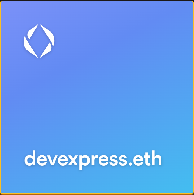 Welcome for all offers
devexpress.eth
<a href="/DevExpress/">DevExpress</a>
#opensea #OpenSeaNFT #OpenSeaCollection #OpenSeaMarket #openseamarketplace #OpenSeaNTF
<a href="/DevExpress/">DevExpress</a>
Now for Sell here
ens.vision/name/devexpres…
#domain #ensdomains #ensdomain  $ENS
<a href="/ensdomains/">ens.eth</a> #crypto_twitter
$ENS #NFTs #NFTCommunity