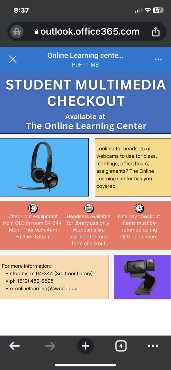 swclibrary's tweet photo. Need a headset or webcam?  Stop by the OLC (online learning center) located on the top floor of the library. 🎧 https://t.co/OB7pb3UETS