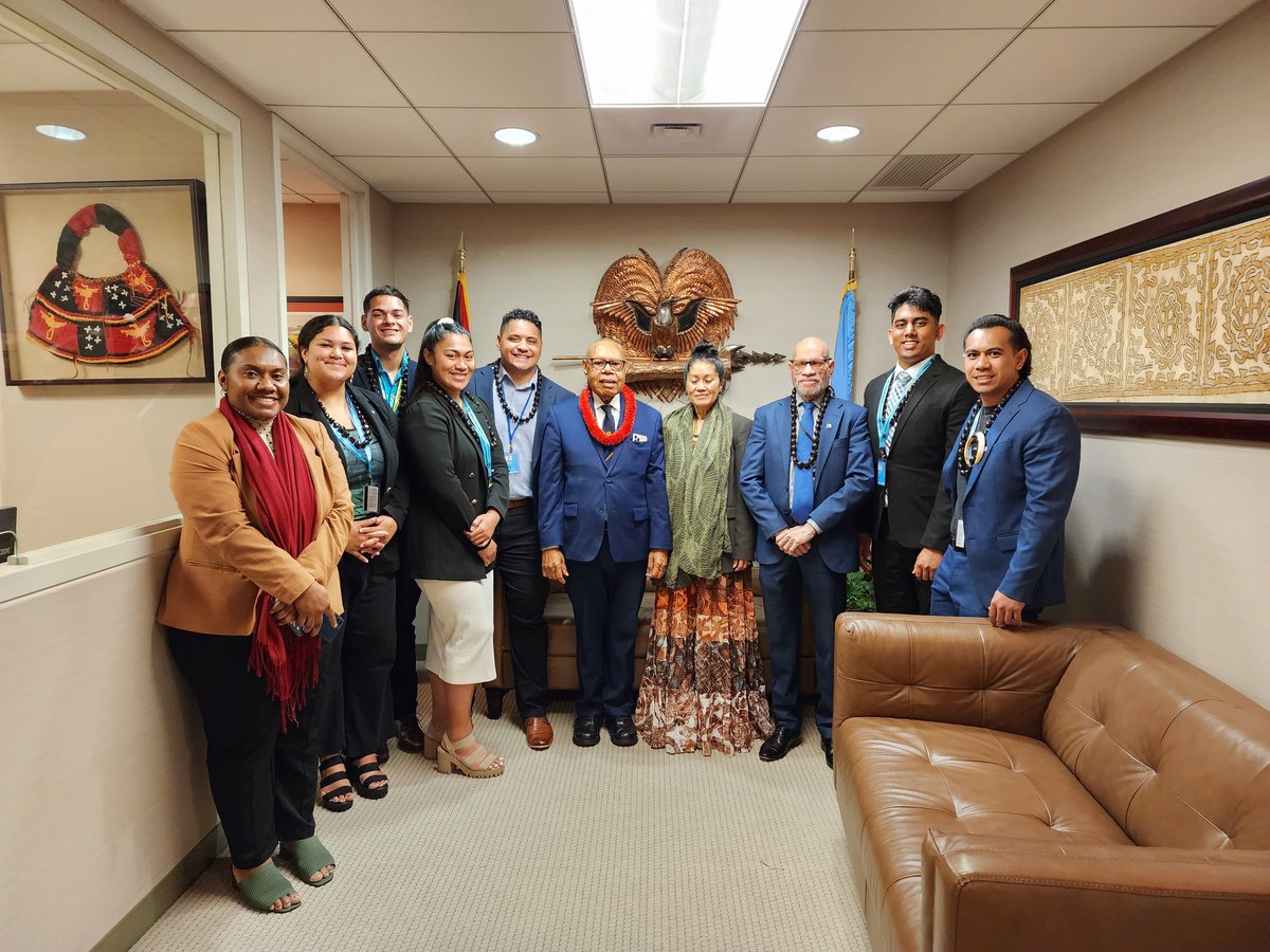 FSarufa's tweet photo. Welcome courtesy call from our fellow Melanesian and Pacific Wantok Fiji's new Ambassador to the UN in New York H.E. Filipo Tarakinikini and also pleased with the UN-related educational visit by Pacific students from Brigham Young University in Hawaii. https://t.co/pQs65FyXWW