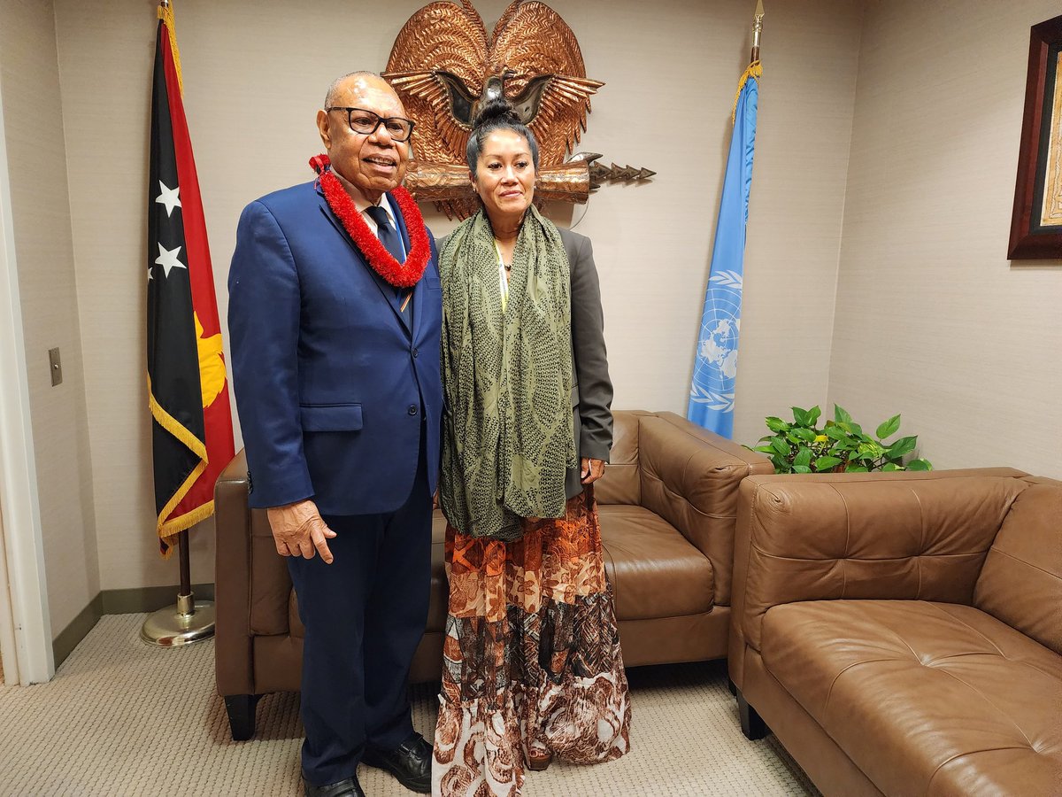 FSarufa's tweet photo. Welcome courtesy call from our fellow Melanesian and Pacific Wantok Fiji's new Ambassador to the UN in New York H.E. Filipo Tarakinikini and also pleased with the UN-related educational visit by Pacific students from Brigham Young University in Hawaii. https://t.co/pQs65FyXWW