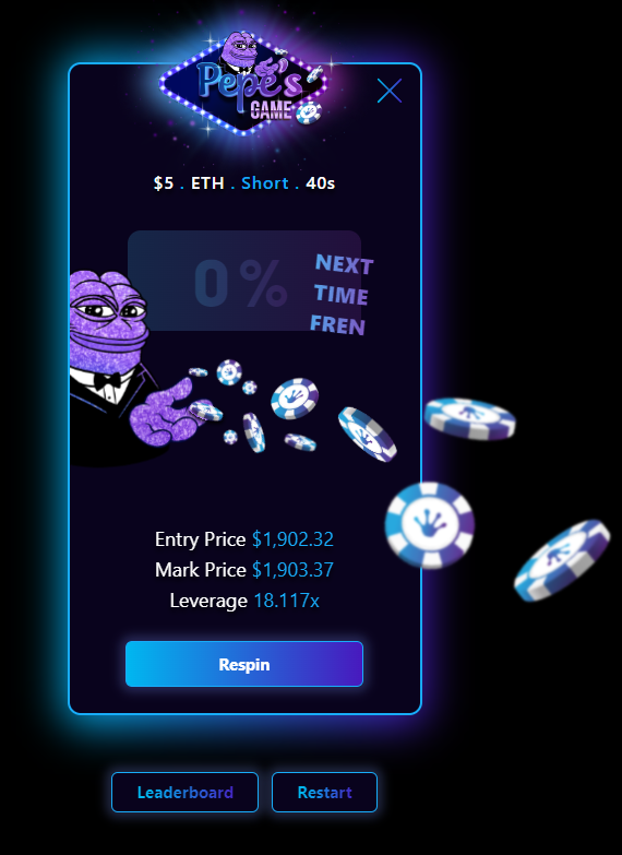 D4nJam's tweet photo. Check out this insane leverage I got on @PepesGame earlier! 🐸📈 #plsPEGme https://t.co/0XHVqQ3ROo