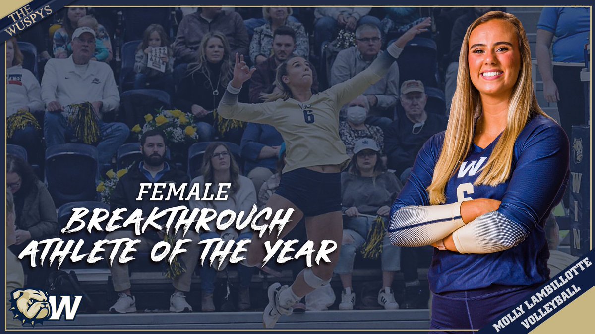 WU_Bulldogs's tweet photo. #WUSPYS Winner 

Female Breakthrough Athlete  

And the WUSPY goes to… 

@WingateVB All-American Molly Lambillotte! 

#OneDog https://t.co/OZtPEKep2I