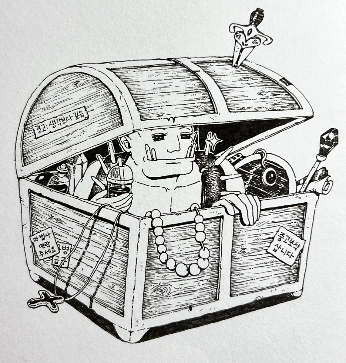 cinnamoren's tweet photo. <보물상자의 저편> 펜 그림 https://t.co/77I34Blo3L