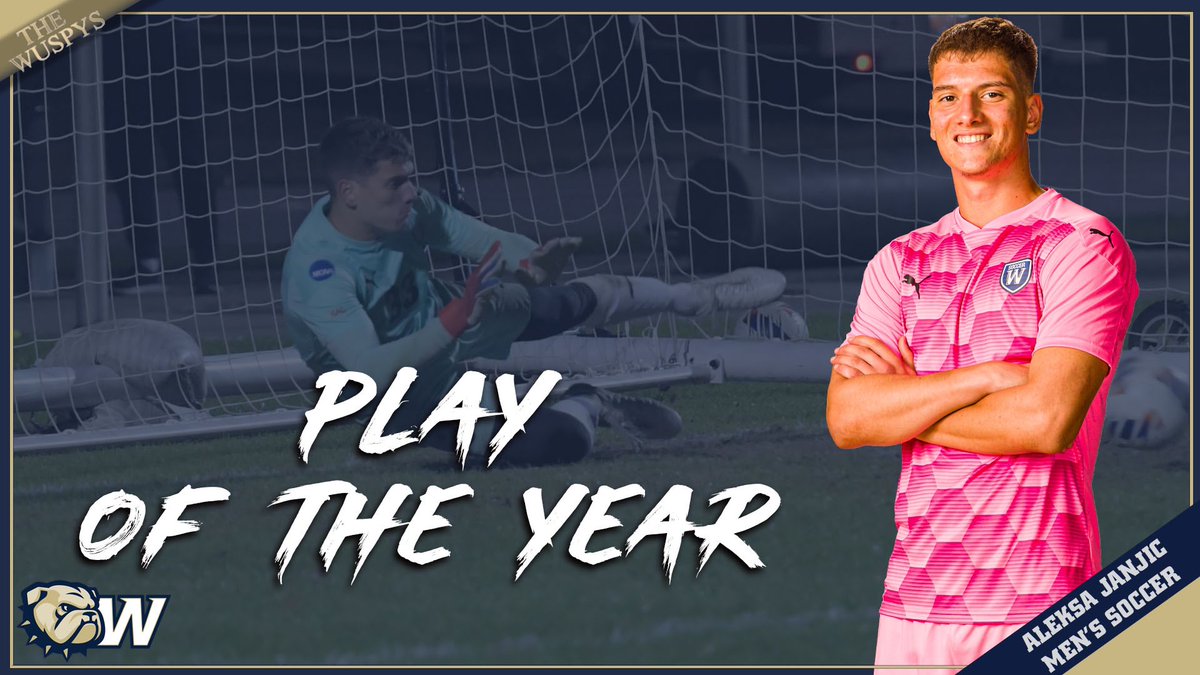 WU_Bulldogs's tweet photo. #WUSPYS Winner 

Play of the Year 

And the WUSPY goes to… 

@WingateSoccer’s Aleksa Janjic saving all 3 PKs in the NCAA tourney win at LR!

#OneDog https://t.co/LEAmhxOLyo