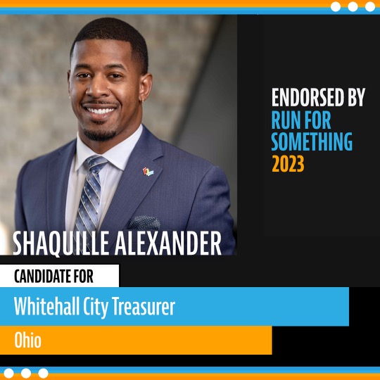 MBivens4Mayor's tweet photo. Thank you @runforsomething  for your endorsement! I look forward to serving the Whitehall community and its residents with honor. #shaquillealexanderfortreasurer #forwardtogetherwhitehall #whitehallohio https://t.co/rxKE47kgaA