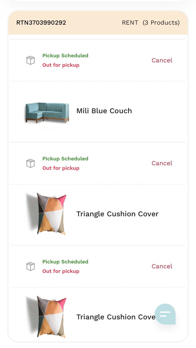 vidhisn's tweet photo. @FURLENCO @FurlencoSupport 
An issue with the pick up - different items show up at the pick-up execs’ end. 

We ONLY have the couch and cushions. And they refuse to pick it ip as it does not show up for them.  

How do we solve this? https://t.co/uAD9pdyY2a