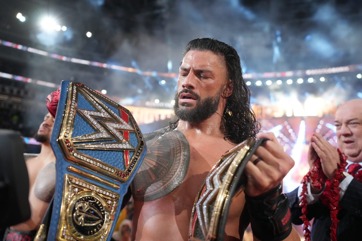 ibeastIess's tweet image. Roman Reigns.
970 days. 30 days, ONE MONTH away till 1000 days as Undisputed Universal Champion.

Sink it in. Sink in every millisecond, every second, every minute of every hour of every passing day towards 1000 DAYS because WE are witnessing HISTORY before our very eyes.