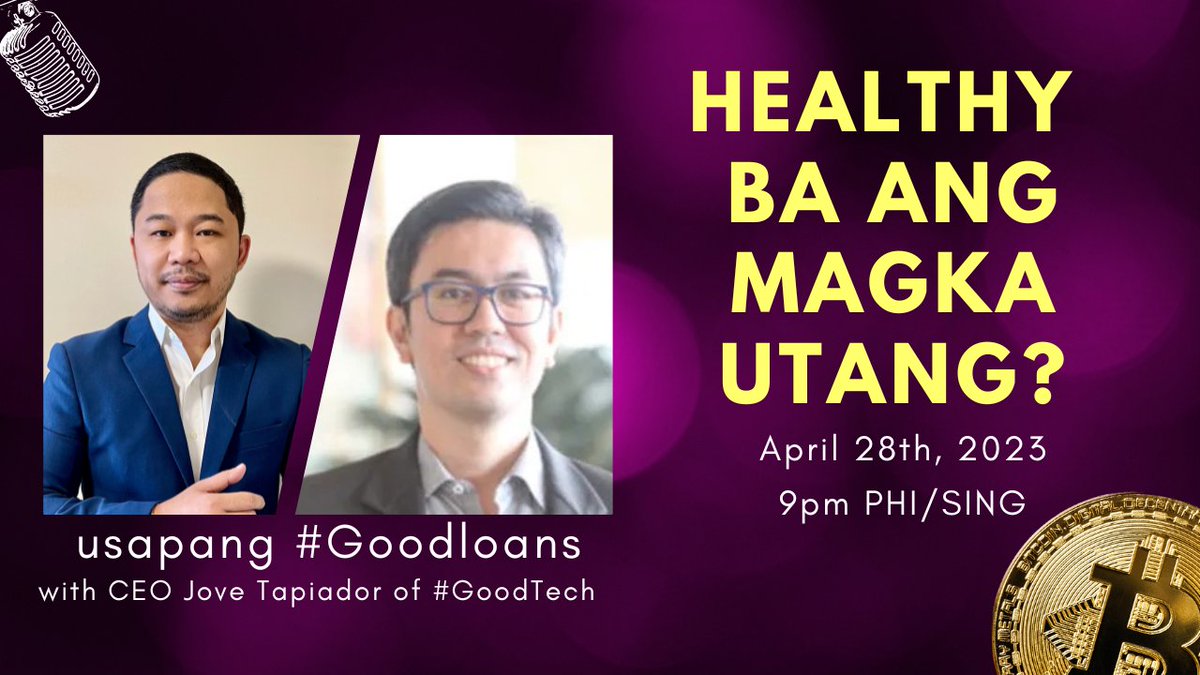gmmg_official's tweet photo. 🤔 [Anong Masasabi Mo?] Okay lang bang magkautang o utangan? Healthy ba ang ganito?

🔗 Pag usapan din natin ito bukas w/ #GoodTech CEO Jove Tapiador: https://t.co/CJPHvaUjA5

#GMMG #GoodLoans #CryptoNightLive #cryptolearning https://t.co/eTP8jW4QHM