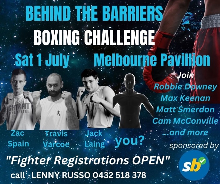 Leonard Russo (@lenny_bluegrass) on Twitter photo It's back, July 1st Behind The Barriers fight night at Melbourne Pavilion, Training starts May 8th, Guys and Girls welcome, limited spots remain, DM or call me to secure your spot @BarriersBehind <a href="/TheSharkTweet/">Mick Sharkie</a> <a href="/gurujosh23/">josh rodder</a> <a href="/lil_spaino96/">Zac Spain</a> <a href="/Racing/">Racing.com</a> <a href="/RSN927/">RSN Racing & Sport</a> <a href="/FightFit/">FightFit Boxing</a> It's back, July 1st Behind The Barriers fight night at Melbourne Pavilion, Training starts May 8th, Guys and Girls welcome, limited spots remain, DM or call me to secure your spot @BarriersBehind <a href="/TheSharkTweet/">Mick Sharkie</a> <a href="/gurujosh23/">josh rodder</a> <a href="/lil_spaino96/">Zac Spain</a> <a href="/Racing/">Racing.com</a> <a href="/RSN927/">RSN Racing & Sport</a> <a href="/FightFit/">FightFit Boxing</a>