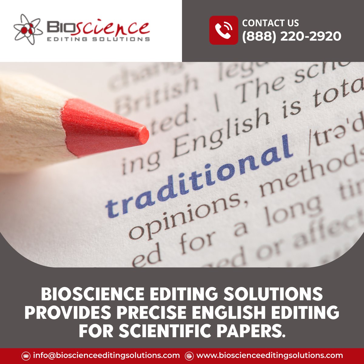 Bioscience Editing Solutions offers accurate English editing services for scientific papers. Their team of expert editors provides precise editing of manuscripts, grant proposals, and other scientific documents.
bioscienceeditingsolutions.com
#editing #englishediting #scientificpapers