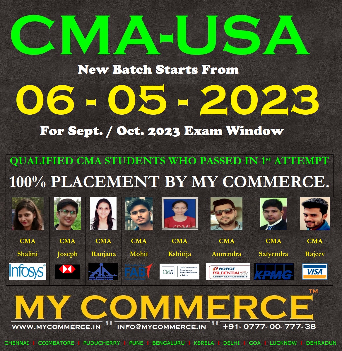 punecommerce's tweet photo. MY COMMERCE PROFESSIONALS:- Best CMA-USA, 100% Result Oriented Classes in Pune. 🎖️

👉 CMA-USA : NEW COMPREHENSIVE BATCH From 06-05-2023. 🎯 for Sept. / Oct. 2023 Exam Window.

✅ Enrol Now and Get Discount up to 50% Scholarship on Fees. 🎁

👉 Call us at 📲 +91- 077700777-38 https://t.co/DPky6kKLR3