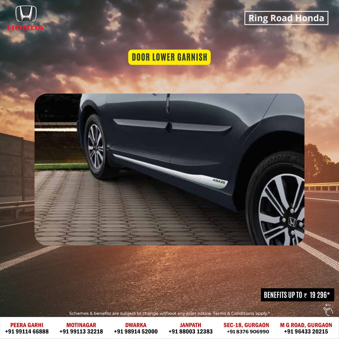 ring_honda's tweet photo. The Shaandaar Amaze is stylish and finely crafted!
It comes with window chrome moulding and a beautiful tail lamp.

Enjoy benefits upto ₹ 19 296*.
Book now - https://t.co/Wy7mUWYmhS
.
.
.
#RingRoadHonda #DelhiNCR #HondaCarsIndia #Honda #HondaAmaze https://t.co/YyksWPim5J