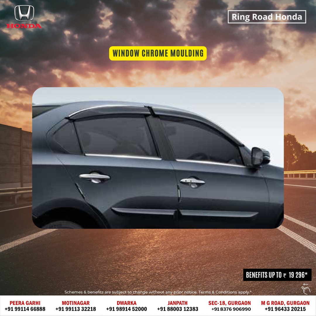 ring_honda's tweet photo. The Shaandaar Amaze is stylish and finely crafted!
It comes with window chrome moulding and a beautiful tail lamp.

Enjoy benefits upto ₹ 19 296*.
Book now - https://t.co/Wy7mUWYmhS
.
.
.
#RingRoadHonda #DelhiNCR #HondaCarsIndia #Honda #HondaAmaze https://t.co/YyksWPim5J