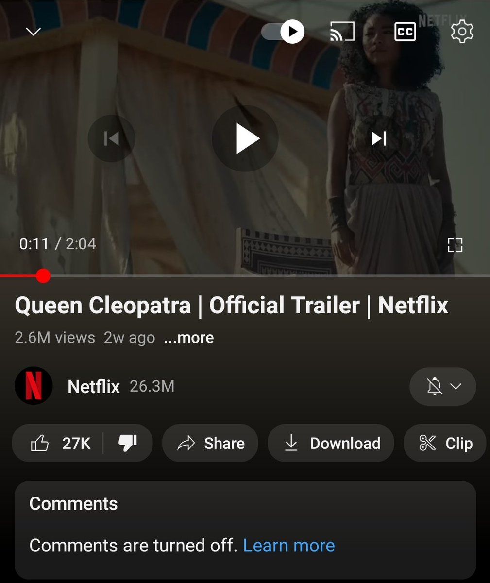 BasantNabil1992's tweet photo. ياريت لو تدخلوا على #Youtube و تعملوا dislike للفيديو اصلا من كتر الكومنتات السلبية لnetflix قفلوا comments 

#Netflix #Egypt #Egyptians_were_not_black #Afrocentrism #Cleopatra #cleopatranetflix https://t.co/TJfSMQmqac