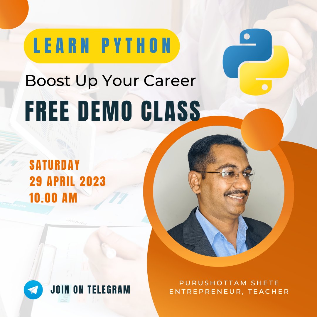 Boost up your career with Python.

For a FREE DEMO lecture join our telegram: t.me/+KBxZKPvNjPFkN…

#learnpython #pythondeveloper #pythonprogramming #pythoncourse #softwareengineer #softwaredeveloper #python #career