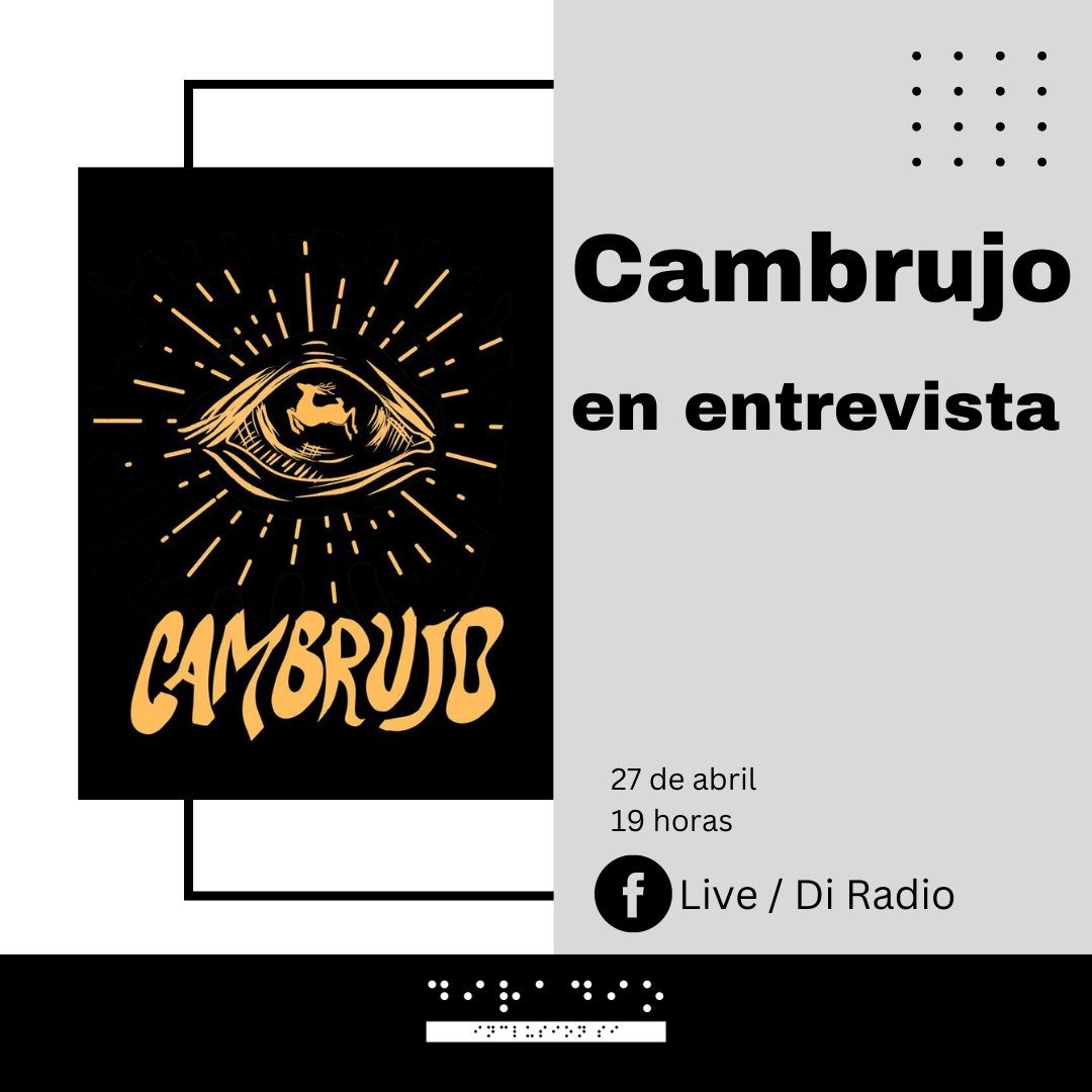 DiradioM's tweet photo. ¿Qué tal una propuesta llena de gozadera, fusión, cumbia y un buen toque de surf punk? 
No te pierdas la charla con el equipo de @Cambrujo1 este jueves 27 en punto de las 19 horas MX en nuestro facebook live🤠🤠 
>> https://t.co/y24q4QnI3i 

#DiRadio #InclusiónSí https://t.co/UiiHpN6sCC
