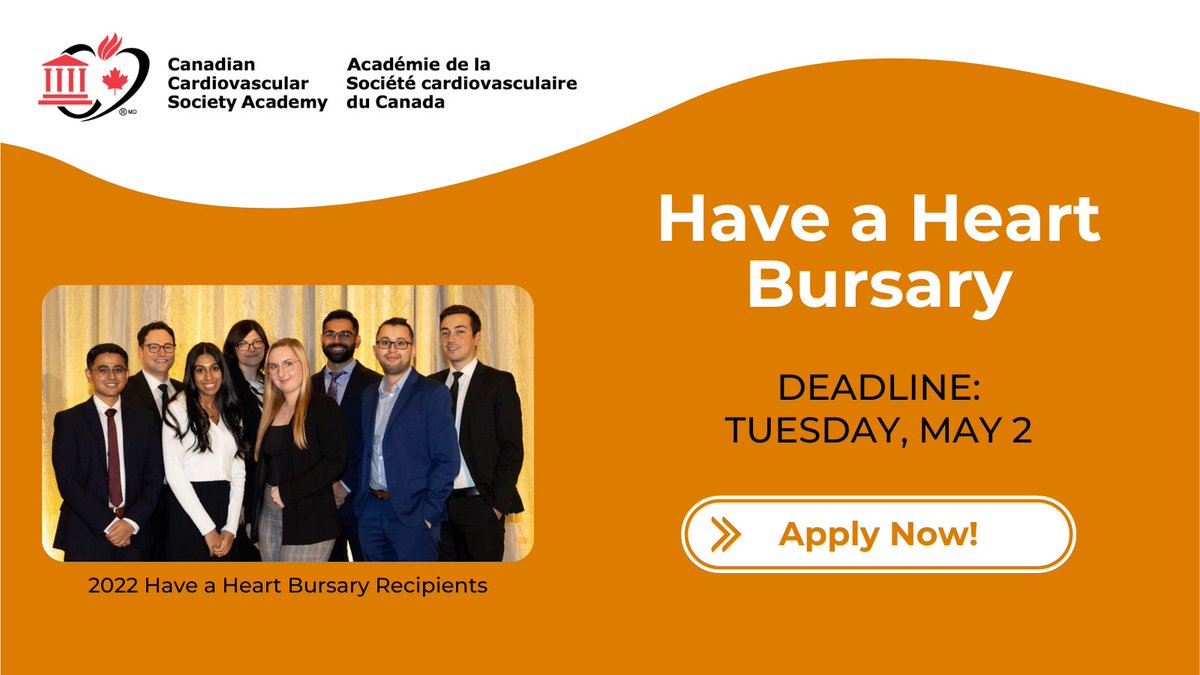 Exciting news for all Cardiology trainees planning to join the Canadian Cardiovascular Congress, the bursary is available, but the application deadline is approaching soon( 2nd May)! Don't miss out!  #cardiovasculardisease #CCCongress  #VASC23