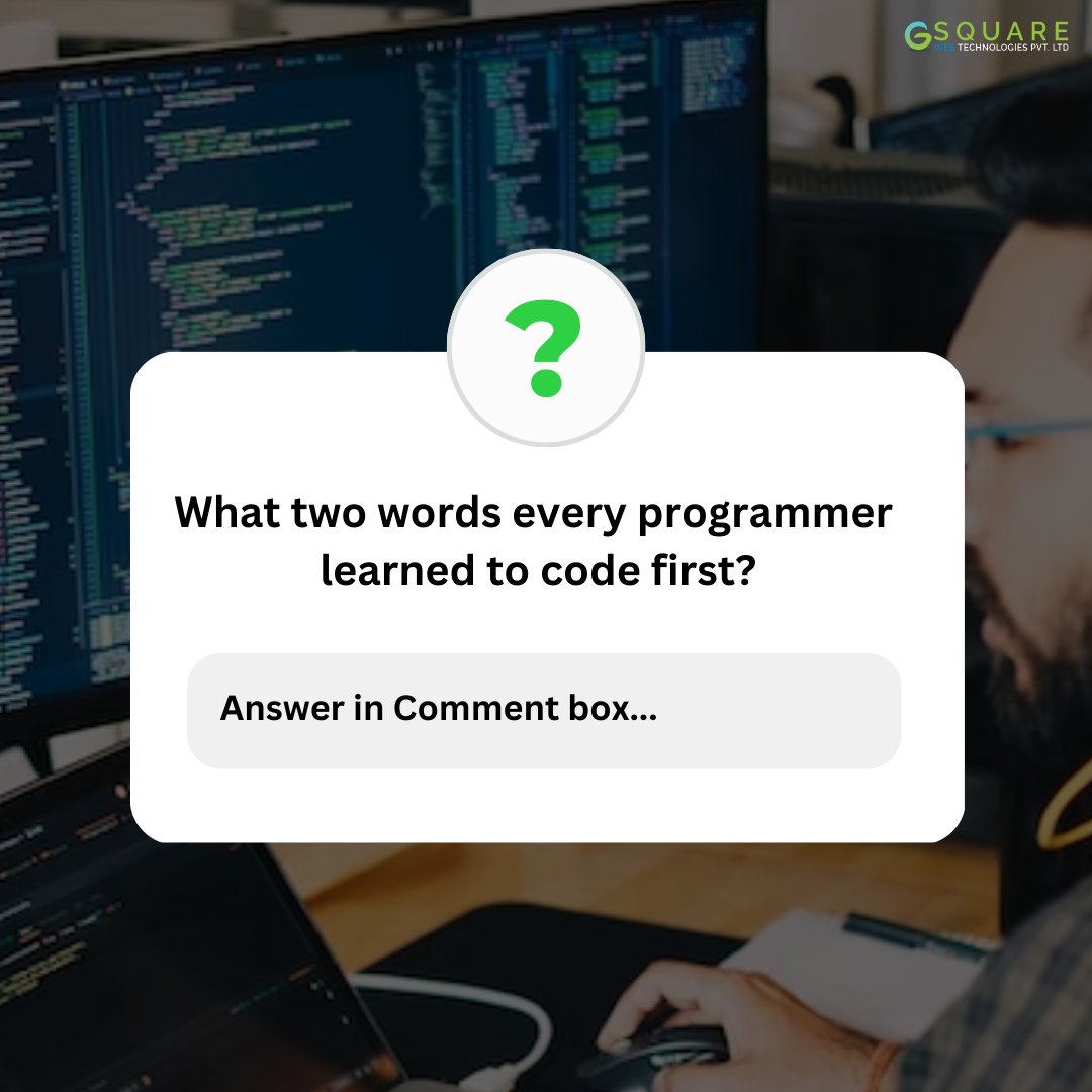 gsquarewebtech's tweet image. 👨💻 Calling all developers! Question of the day. 🤔 Share your expertise and drop your answer in the comments below.
Let's see who's up for the challenge!
#CodingCommunity #ProgrammerLife #ProgrammingQuestions #ProgrammingHelp #CodingExperts #NYC #LosAngeles #LA #SanFrancisco