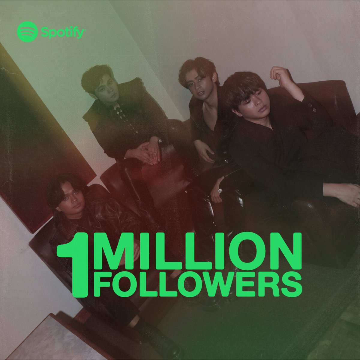 TheJuans_BAND's tweet photo. LOOK! We just hit 1 MILLION FOLLOWERS on Spotify! Let’s celebrate tonight as we drop our new song “BACK HOME”! 💚 MARAMING SALAMAT! 🙌🏻 https://t.co/peq1FBTA83